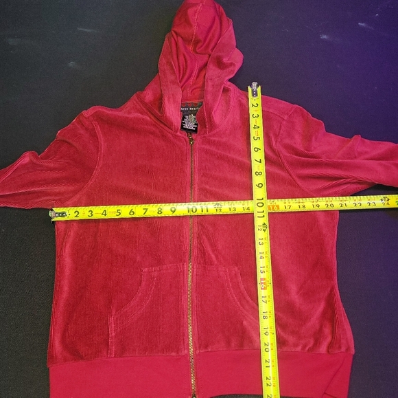 Three Hearts Women's Solid Red Cotton Full Zip Jacket & Trouser 2 Pc's Suit L - Picture 12 of 13